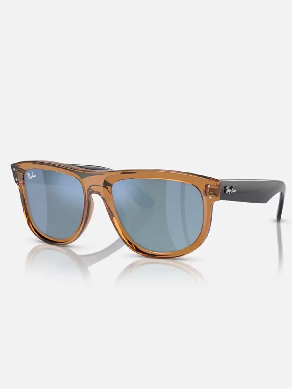 New Ray Ban Boyfriend Reverse Sunglasses Polished Transparent Camel Brown